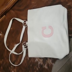 Custom White and Pink "C" Genuine Leather Shoulder Bag